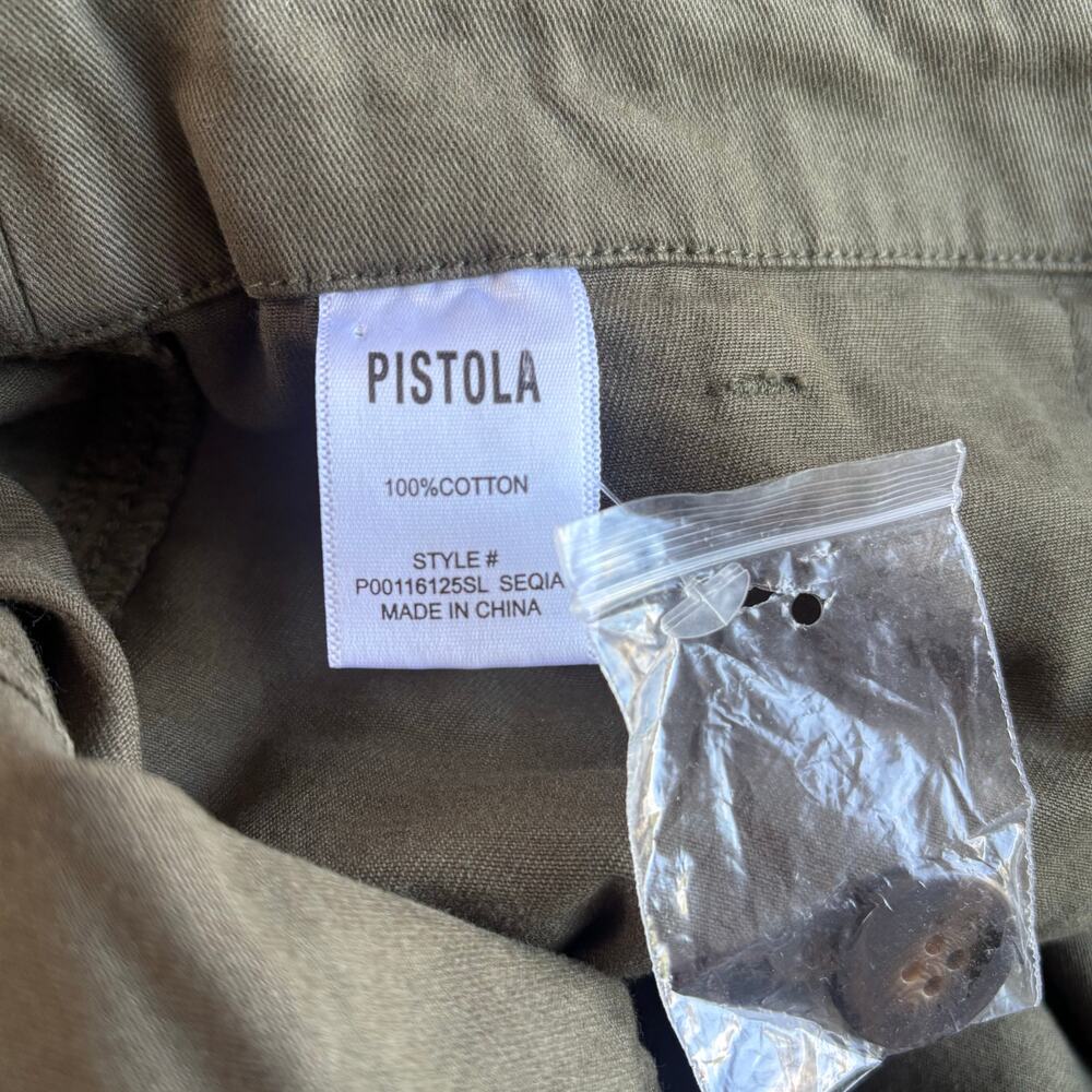 Pistola Tori Utility Pants High Waisted Bow Barrel Leg Olive Green Sequoia - Picture 5 of 6
